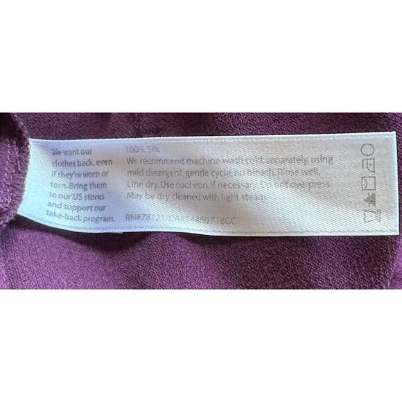 Eileen Fisher Silk Georgette Crepe Tapered Pant - L - Cassis Holiday Minimalist - Picture 13 of 13